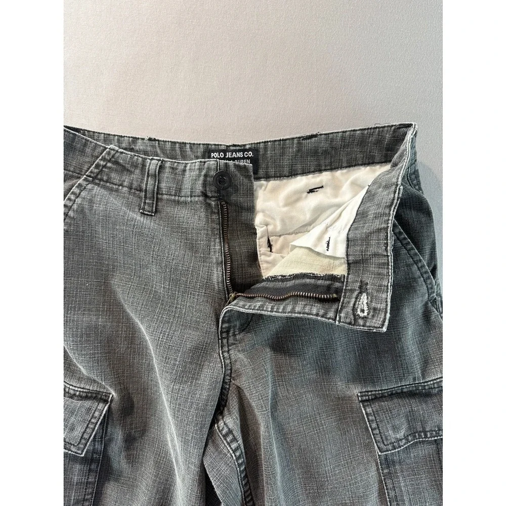 Y2K Polo Jeans Co Ralph Lauren Gray Cargo Baggy Pants Kids‎ Size 8
